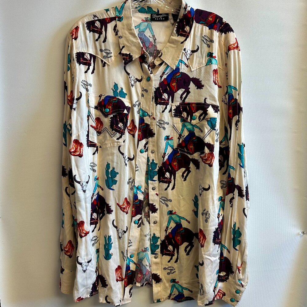 Wrangler Multicolor Western Print Button Down Shirt